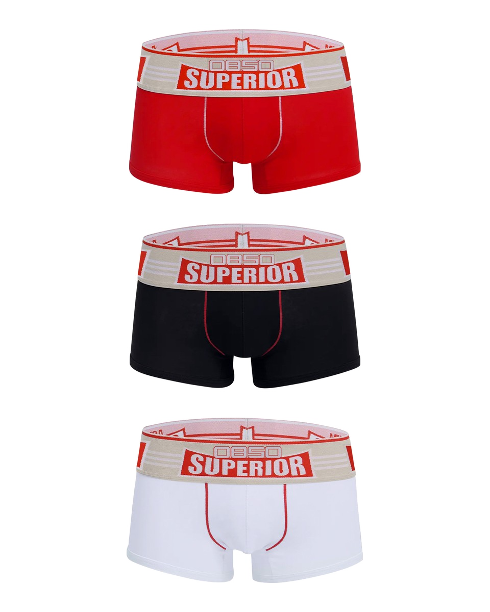 0850 Contrast-Piping Cotton Boxer Brief — 3-Pack