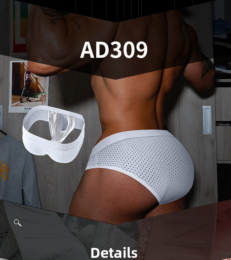 METOIN Men's Low Rise Triangle Briefs Breathable Mesh Athletic Underwear Gun Shape Separated Desi... (AD309)