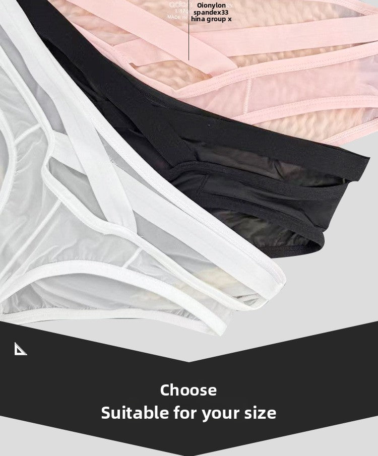 METOIN Men's Athletic Cross Back Triangle Underwear Transparent Breathable Mesh Briefs with U Pouch Support (AD322)