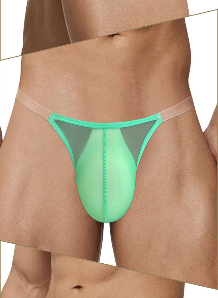 METOIN Lightweight Sheer Mesh High Cut Men's Athletic Briefs with Transparent Pouch Breathable Comfort Fit