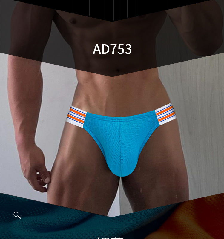 METOIN Men's Athletic High Cut Triangle Underwear Premium Combed Cotton Ribbed Trunk Briefs Breathable Comfort (AD753)