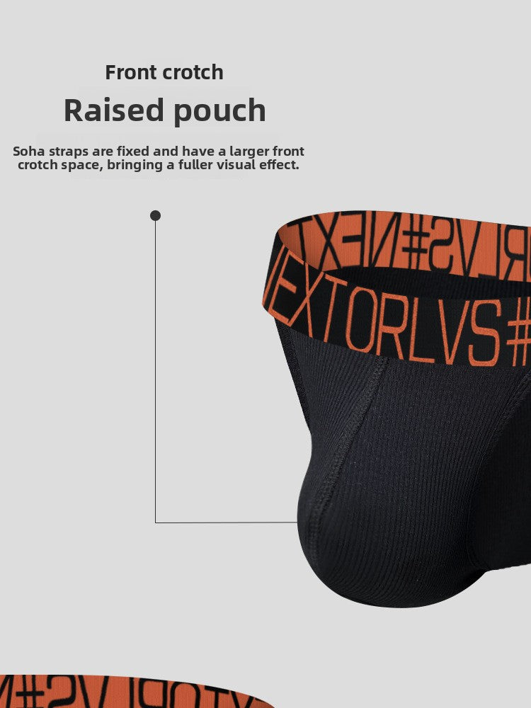 METOIN Men's Athletic High Cut Thong Underwear Breathable Stretchy Cotton Blend Low Rise Minimal (OR696)