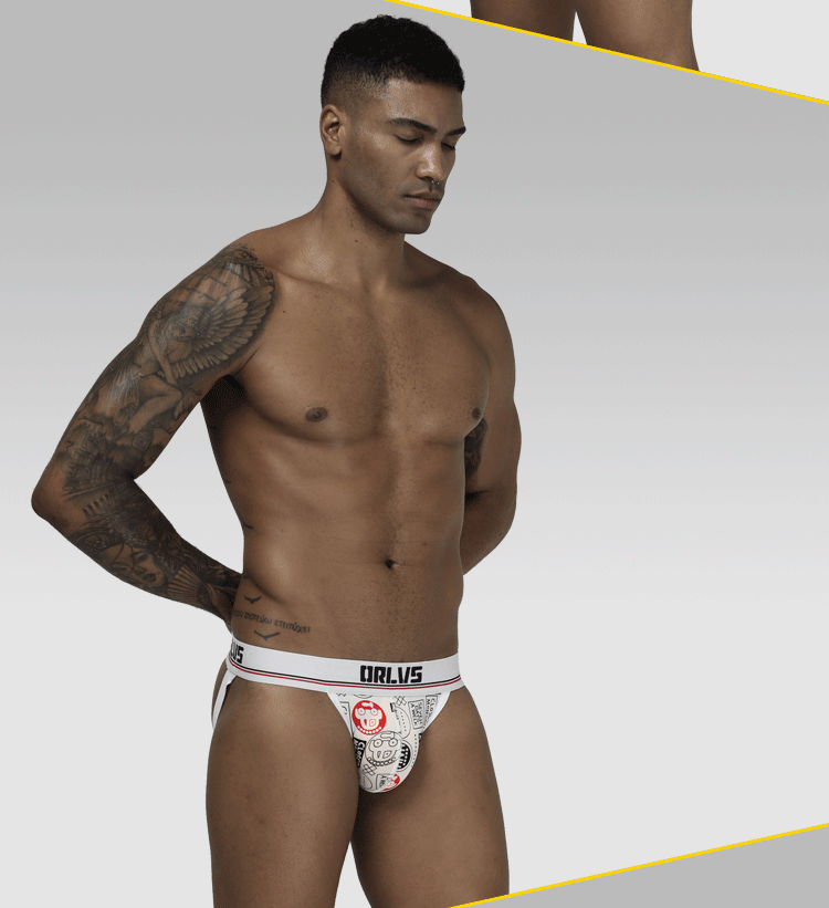 METOIN Men's Ice Silk Printed Thong - Breathable Multi-Color Low Rise (OR302)