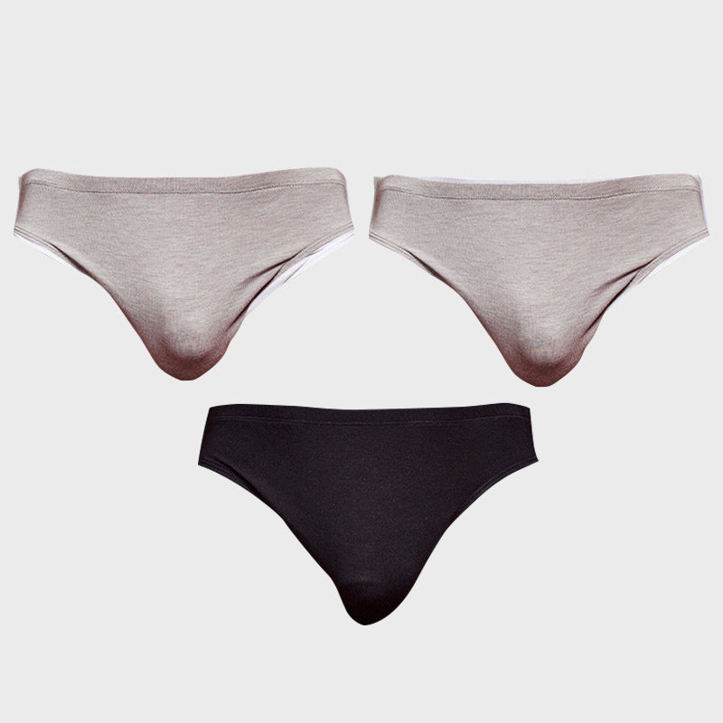 METOIN Men's Modal Triangle Briefs Pack of 3 - Low Rise Solid Color Sports Fit (AD315)