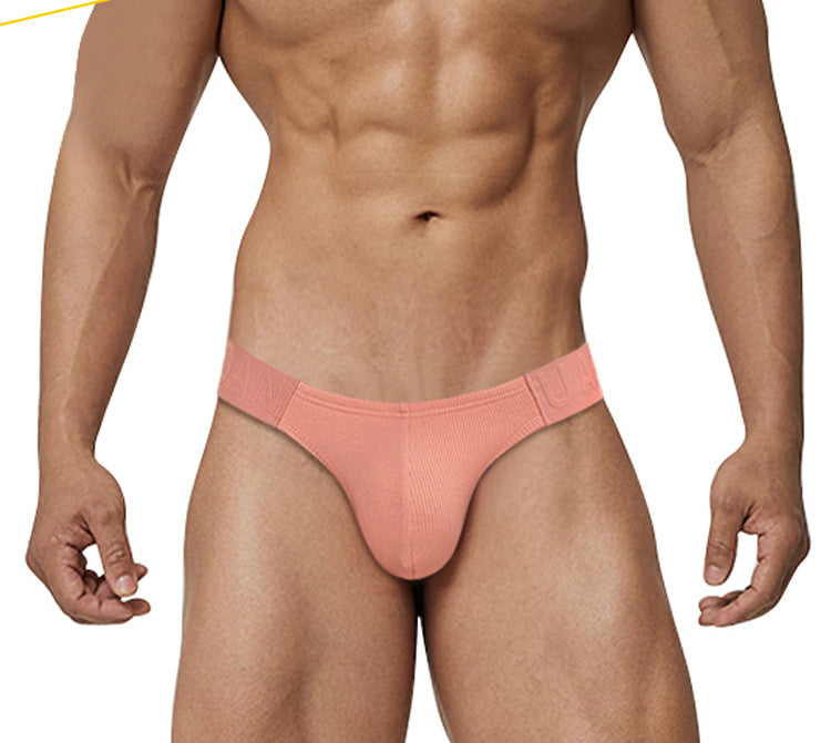 METOIN Men's Athletic Low Rise Micro Thong Underwear with Embossed Pattern High Cut Leg Design (AD761)