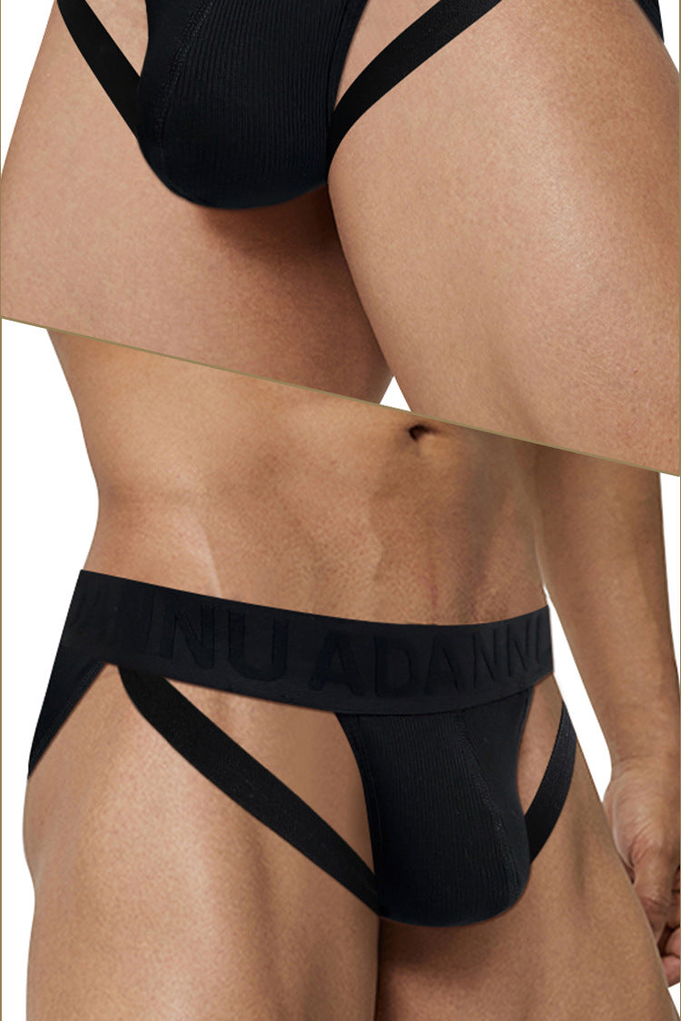METOIN Men's Athletic Low Rise Micro Thong Underwear with Embossed Pattern High Cut Design Breathable Stretch Fabric