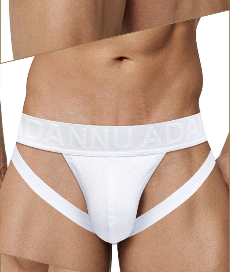 METOIN Men's Athletic Low Rise Micro Thong Underwear with Embossed Pattern High Cut Design Breathable Stretch Fabric