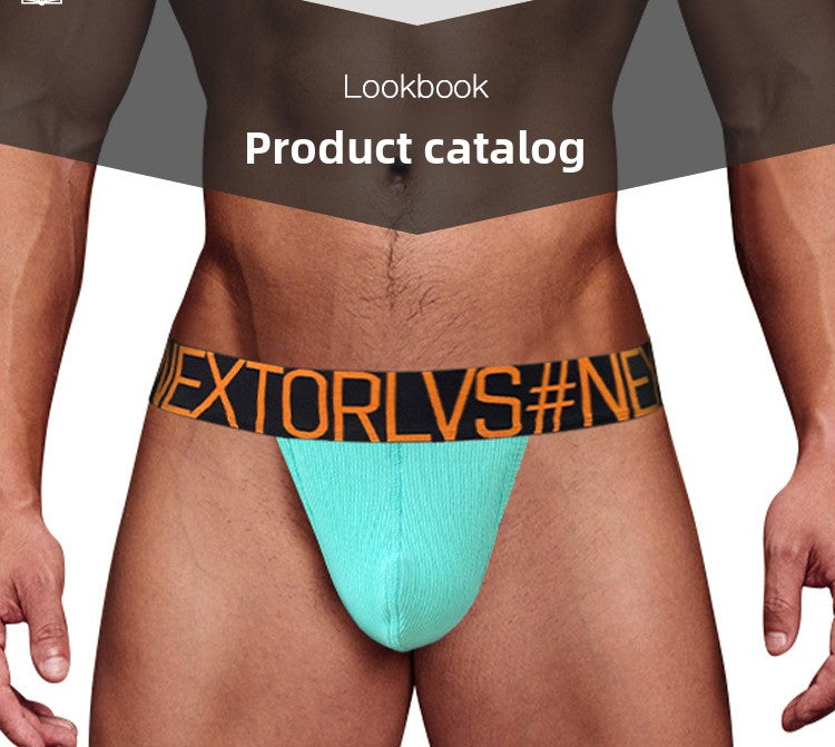 METOIN Men's Athletic High Cut Thong Underwear Breathable Stretchy Cotton Blend Low Rise Minimal (OR696)