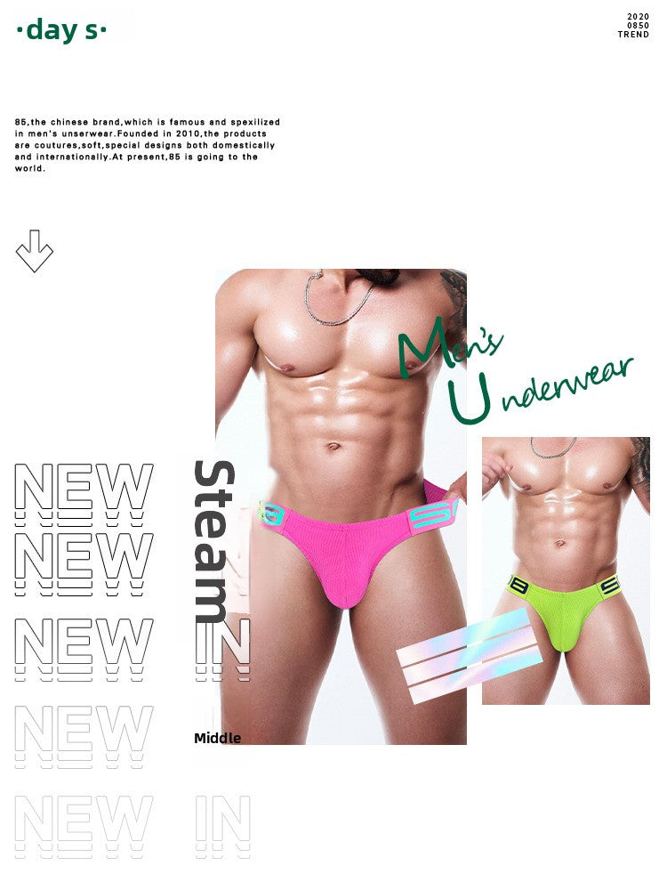 METOIN Black Men's High Cut Low Rise Cotton Breathable Boxer Briefs with Enhanced Pouch Support (BS813)