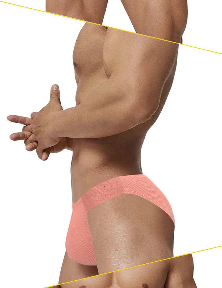 METOIN Men's Athletic Low Rise Micro Thong Underwear with Embossed Pattern High Cut Leg Design (AD761)