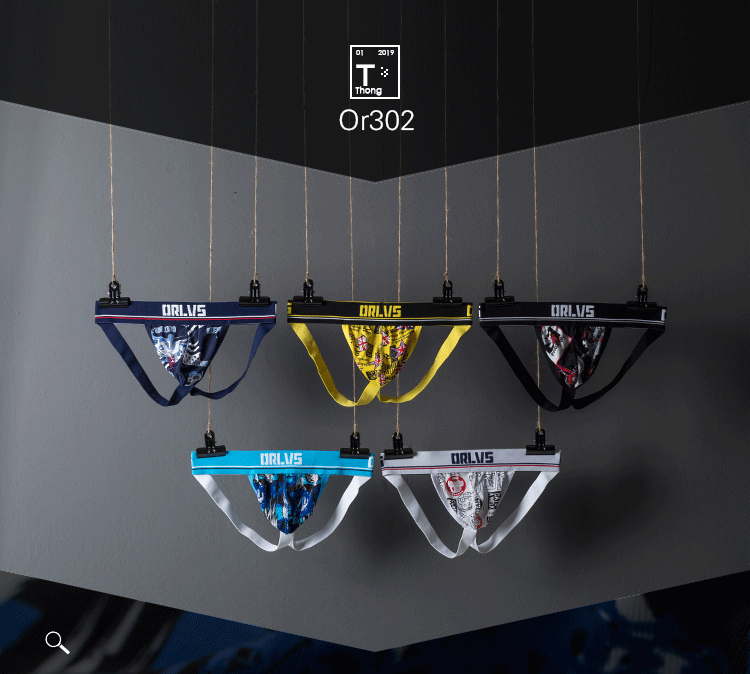 METOIN Men's Ice Silk Printed Thong - Breathable Multi-Color Low Rise (OR302)