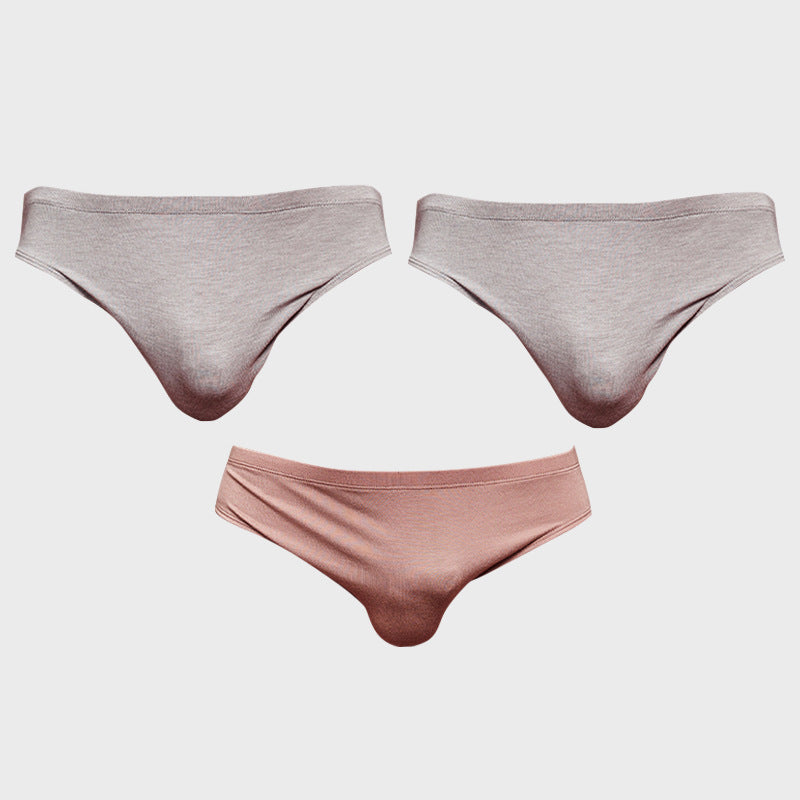 METOIN Men's Modal Triangle Briefs Pack of 3 - Low Rise Solid Color Sports Fit (AD315)