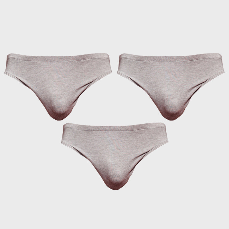 METOIN Men's Modal Triangle Briefs Pack of 3 - Low Rise Solid Color Sports Fit (AD315)