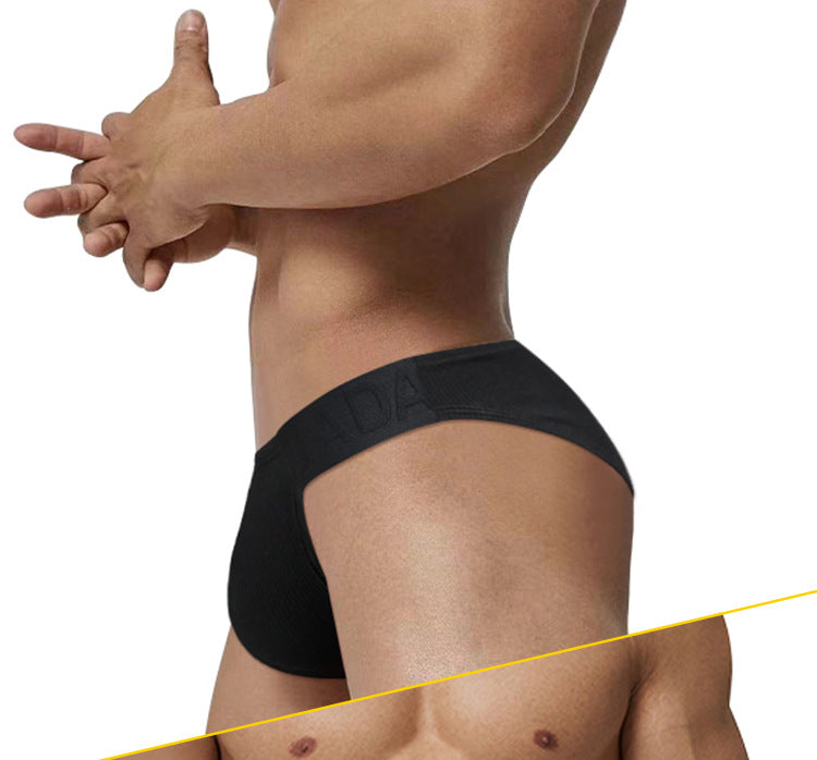 METOIN Men's Athletic Low Rise Micro Thong Underwear with Embossed Pattern High Cut Leg Design (AD761)
