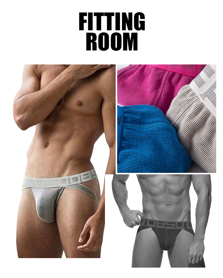 METOIN Men's T Back Thong Underwear Breathable Ribbed Fabric Low Rise Athletic Comfortable Cotton Blend Briefs (BS3127)