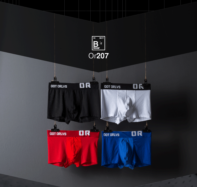 METOIN Men's Summer Breathable Cotton Boxer Briefs Style Solid Color Comfort Fit Underwear (OR207)