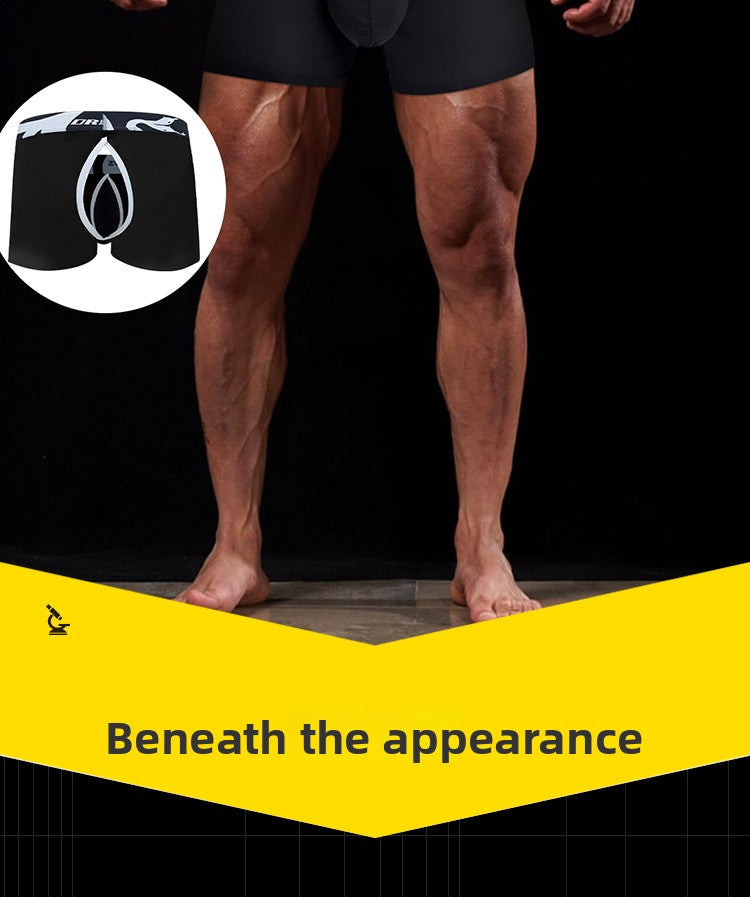 METOIN Men's Low Rise Removable Pouch Boxer Briefs Front Back Cut Out Design Breathable Stretch C... (OR6414)