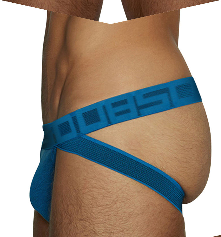 METOIN Men's T Back Thong Underwear Breathable Ribbed Fabric Low Rise Athletic Comfortable Cotton Blend Briefs (BS3127)