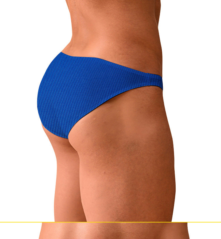 METOIN Men's Athletic Low Waist High Cut Bikini Briefs Breathable Cotton Blend Solid Color (AD7202)