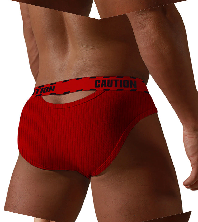 METOIN Men's Athletic Low Rise Triangle Underwear Solid Color Ripped Design Breathable Cotton Blend Comfort