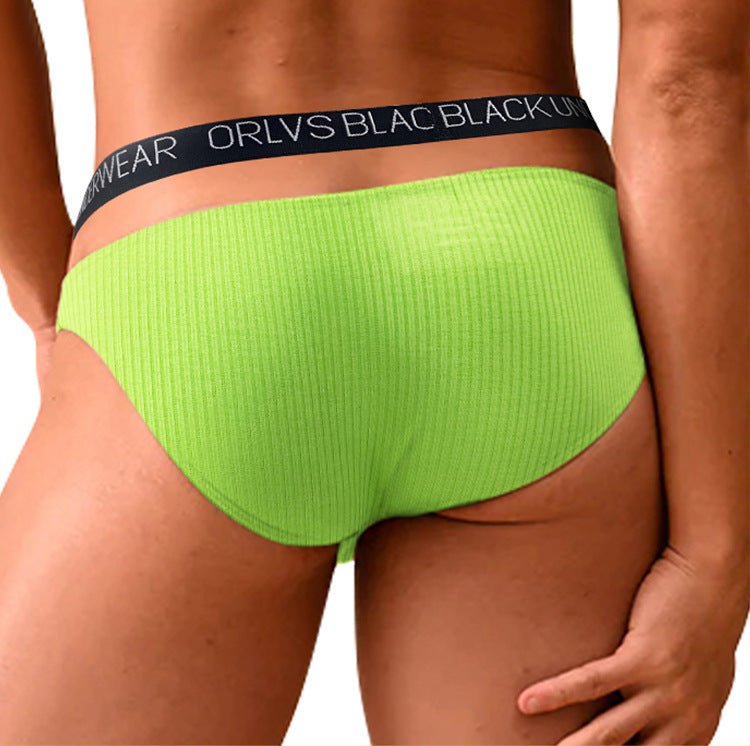 METOIN Men's Cotton Ribbed Briefs - Hollow Back Design, Breathable (OR6313A)