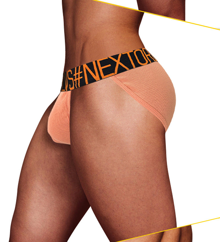 METOIN Men's Athletic High Cut Thong Underwear Breathable Stretchy Cotton Blend Low Rise Minimal (OR696)