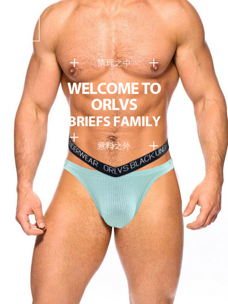 METOIN Men's Cotton Ribbed Briefs - Hollow Back Design, Breathable (OR6313A)