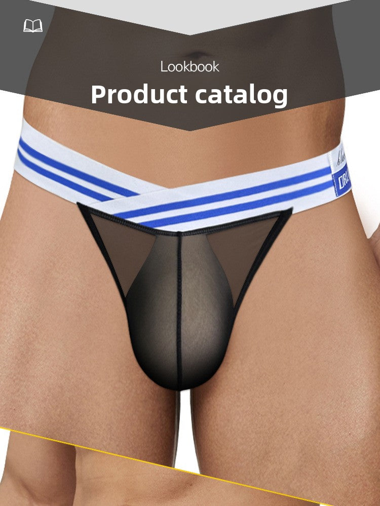 METOIN Men's High Waist Low Rise Breathable Cotton Stretch Athletic Triangle Underwear Boxer Briefs (OR6244)