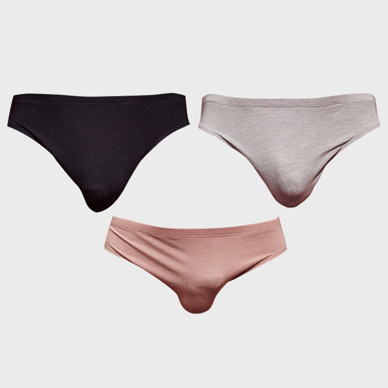 METOIN Men's Modal Triangle Briefs Pack of 3 - Low Rise Solid Color Sports Fit (AD315)