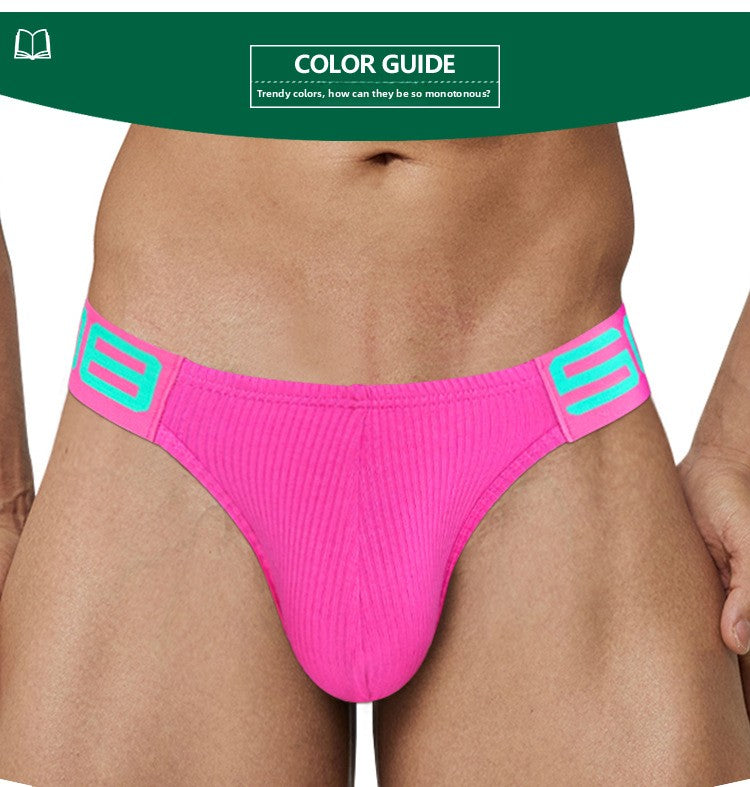 METOIN Black Men's High Cut Low Rise Cotton Breathable Boxer Briefs with Enhanced Pouch Support (BS813)