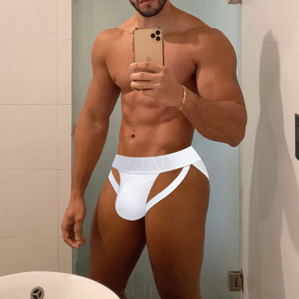METOIN Men's Athletic Low Rise Micro Thong Underwear with Embossed Pattern High Cut Design Breathable Stretch Fabric - New Ar