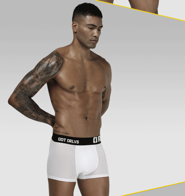 METOIN Men's Summer Breathable Cotton Boxer Briefs Style Solid Color Comfort Fit Underwear (OR207)