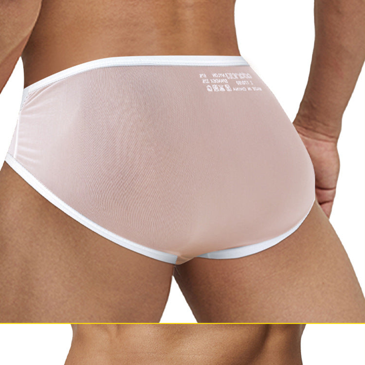 METOIN Men's Athletic Cross Back Triangle Underwear Transparent Breathable Mesh Briefs with U Pouch Support (AD322)