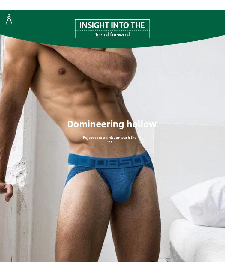 METOIN Men's T Back Thong Underwear Breathable Ribbed Fabric Low Rise Athletic Comfortable Cotton Blend Briefs (BS3127)