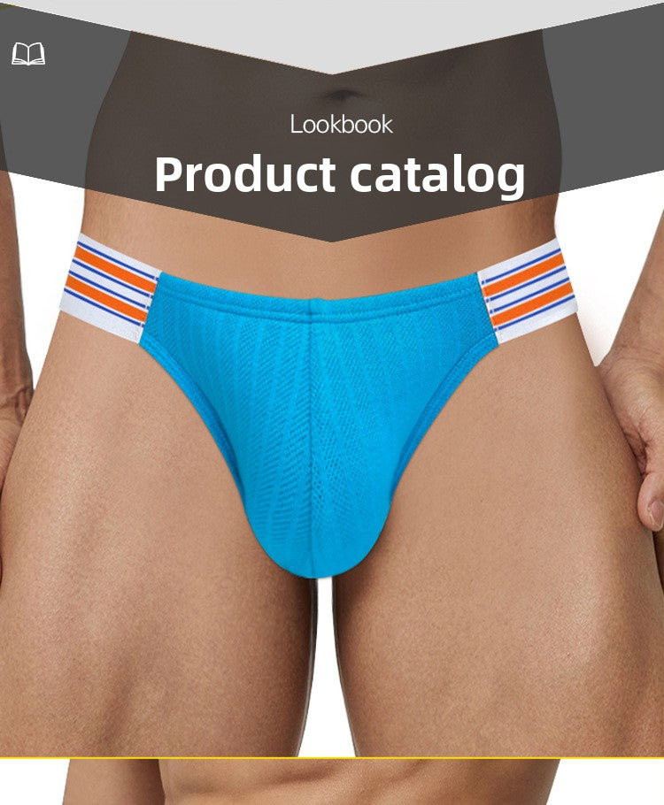 METOIN Men's Athletic High Cut Triangle Underwear Premium Combed Cotton Ribbed Trunk Briefs Breathable Comfort (AD753)
