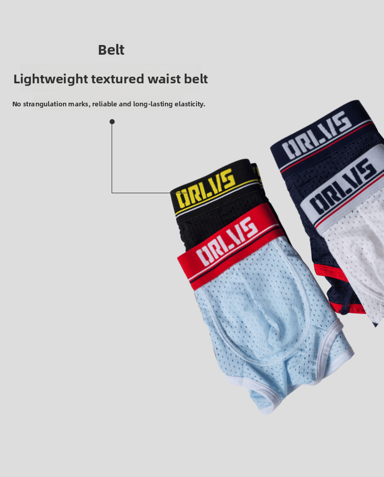 METOIN Men's Breathable Mesh Boxer Briefs with U-Shaped Pouch Support Comfort Fit Cotton Blend Underwear (OR193)