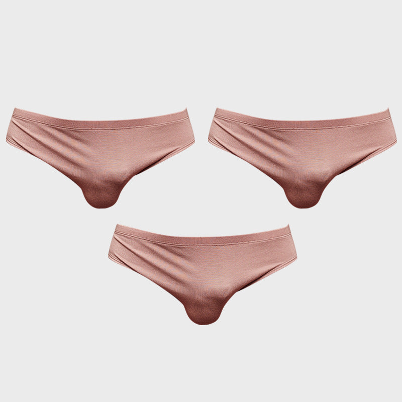 METOIN Men's Modal Triangle Briefs Pack of 3 - Low Rise Solid Color Sports Fit (AD315)