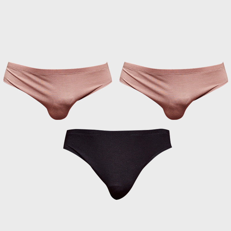 METOIN Men's Modal Triangle Briefs Pack of 3 - Low Rise Solid Color Sports Fit (AD315)