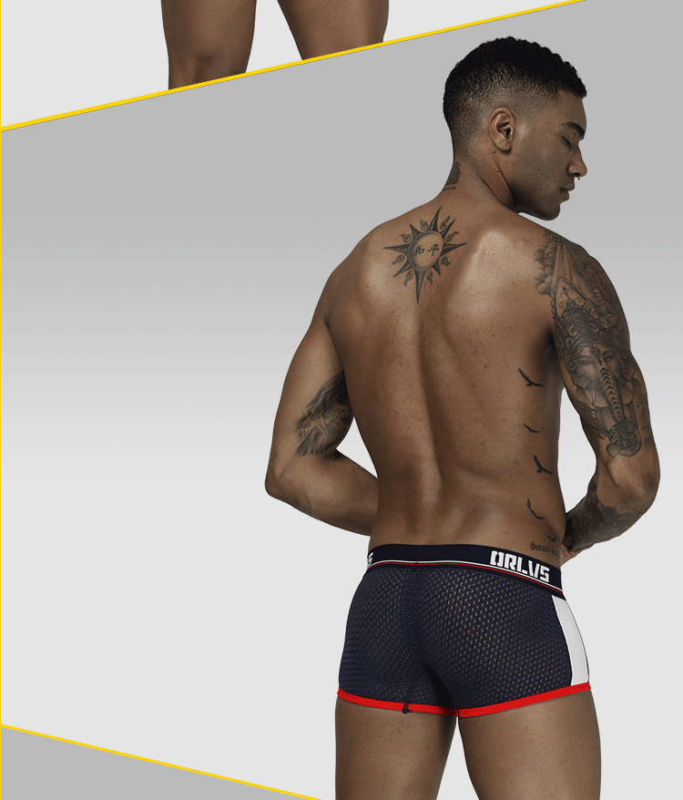 METOIN Men's Breathable Mesh Boxer Briefs with U-Shaped Pouch Support Comfort Fit Cotton Blend Underwear (OR193)