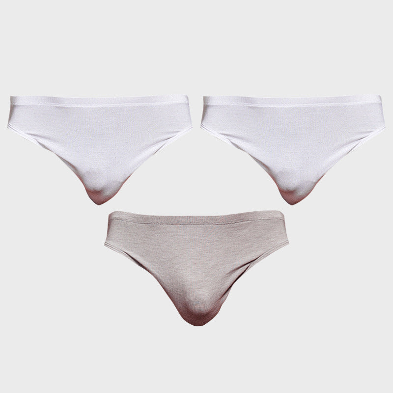 METOIN Men's Modal Triangle Briefs Pack of 3 - Low Rise Solid Color Sports Fit (AD315)