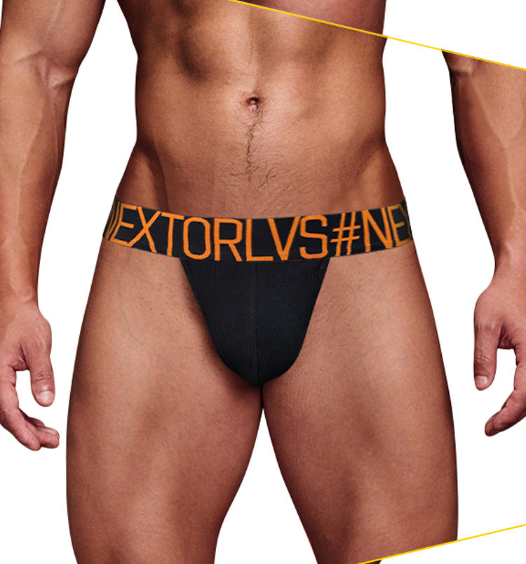 METOIN Men's Athletic High Cut Thong Underwear Breathable Stretchy Cotton Blend Low Rise Minimal (OR696)
