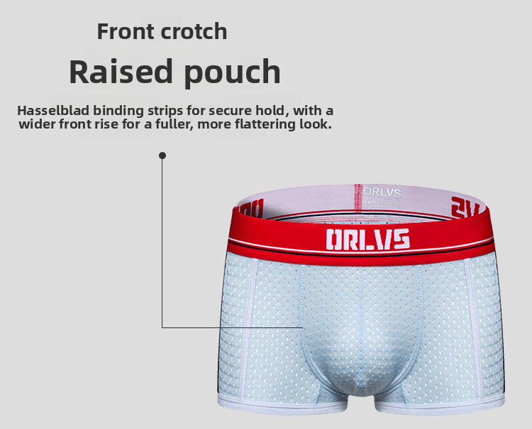 METOIN Men's Breathable Mesh Boxer Briefs with U-Shaped Pouch Support Comfort Fit Cotton Blend Underwear (OR193)