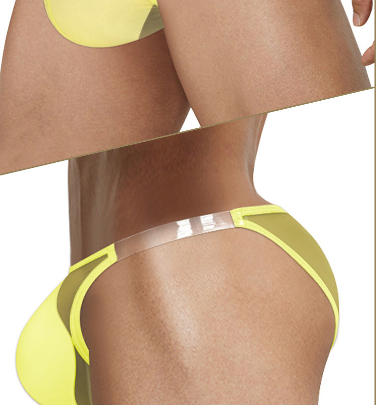 METOIN Lightweight Sheer Mesh High Cut Men's Athletic Briefs with Transparent Pouch Breathable Comfort Fit