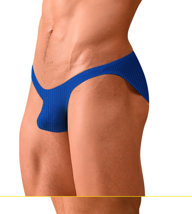 METOIN Men's Athletic Low Waist High Cut Bikini Briefs Breathable Cotton Blend Solid Color (AD7202)