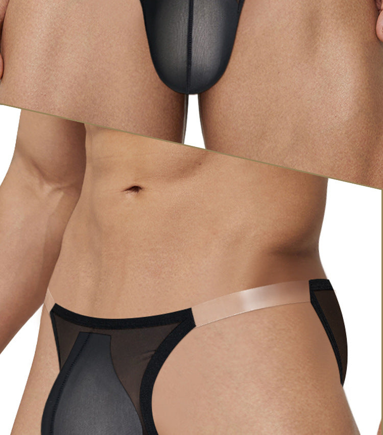 METOIN Anime Style Ultra Thin High Cut Thong Athletic Sheer Mesh Pouch Transparent (AD760)