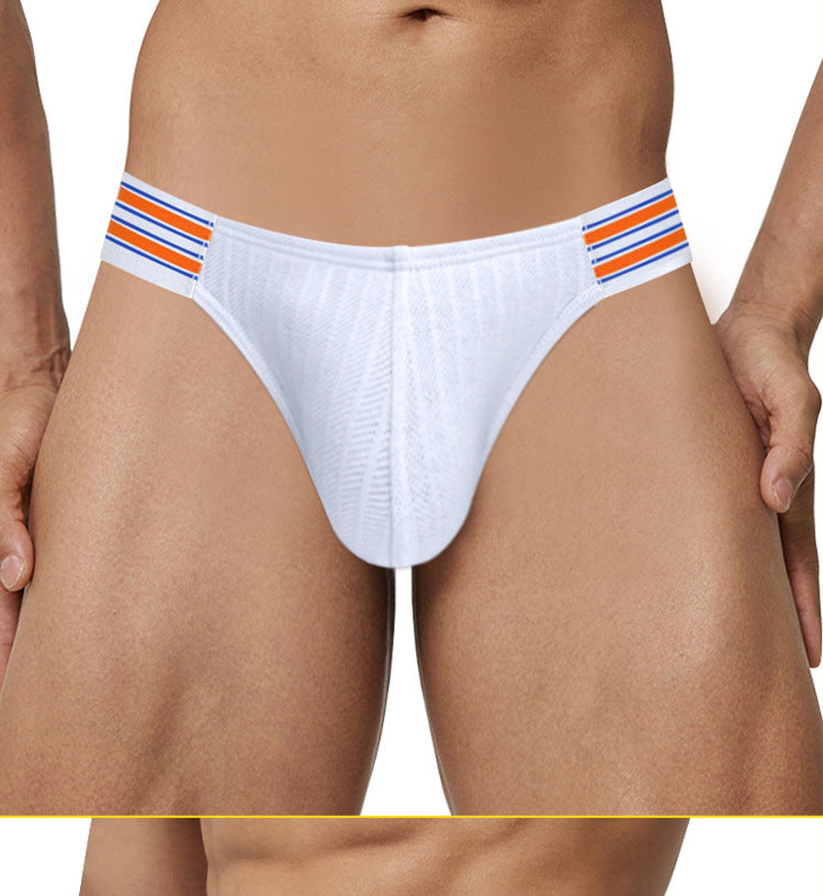 METOIN Men's Athletic High Cut Triangle Underwear Premium Combed Cotton Ribbed Trunk Briefs Breathable Comfort (AD753)