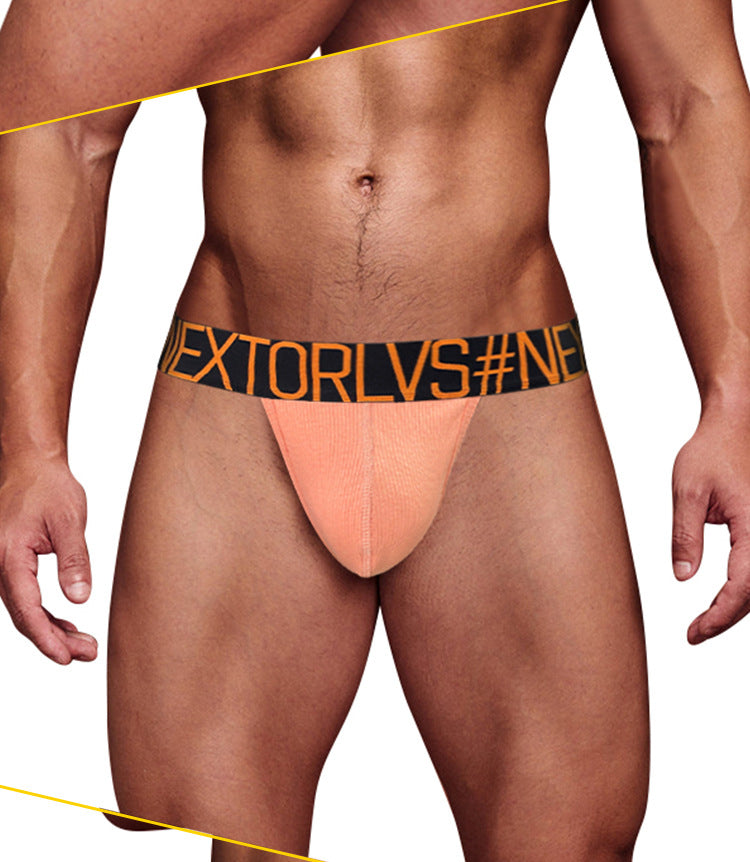 METOIN Men's Athletic High Cut Thong Underwear Breathable Stretchy Cotton Blend Low Rise Minimal (OR696)