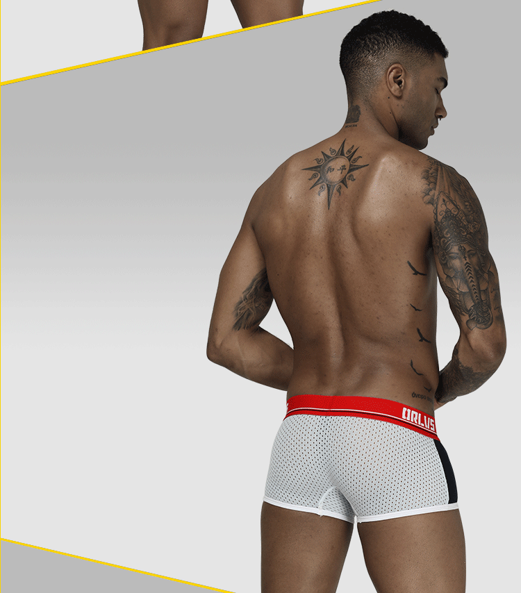 METOIN Men's Breathable Mesh Boxer Briefs with U-Shaped Pouch Support Comfort Fit Cotton Blend Underwear (OR193)