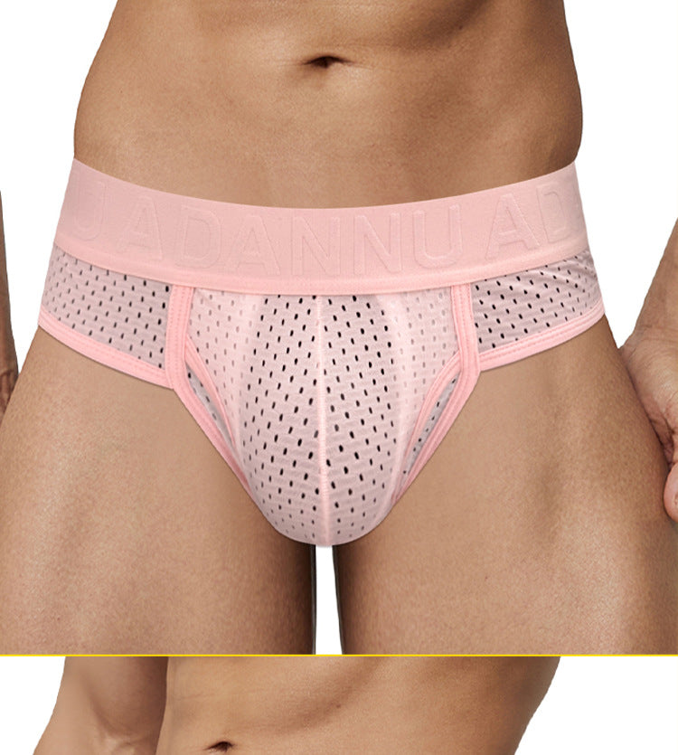 METOIN Men's Low Rise Triangle Briefs Breathable Mesh Athletic Underwear Gun Shape Separated Desi... (AD309)