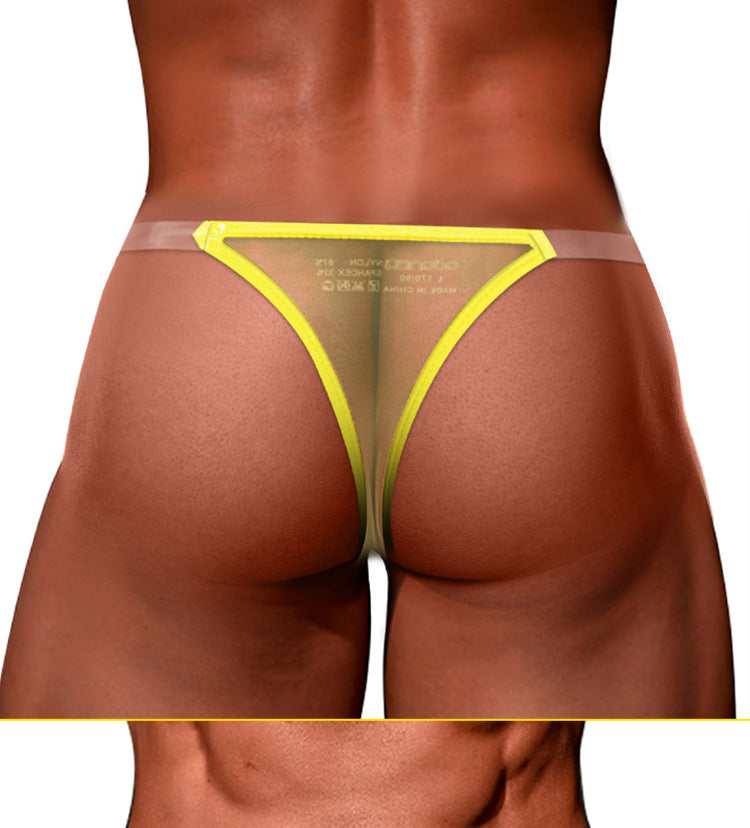 METOIN Low Waist Sheer Thong Underwear Transparent Athletic Lace Briefs with Pouch Design (AD319)